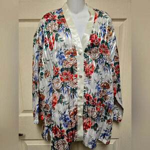 Vintage 80's Victoria's Secret Women's Vneck Button Floral Gown SzL